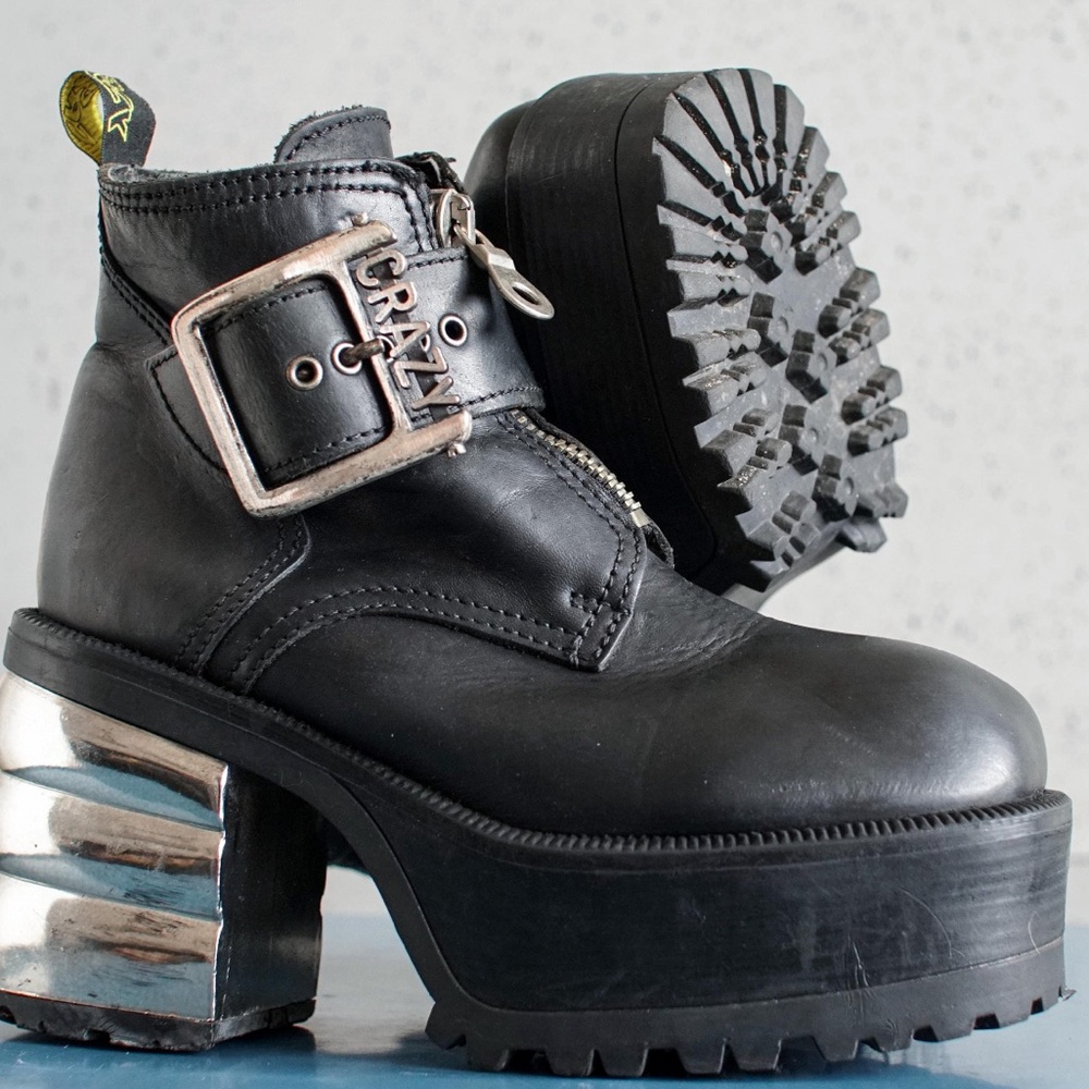 Edgy Black Platform Boots with Silver Accents